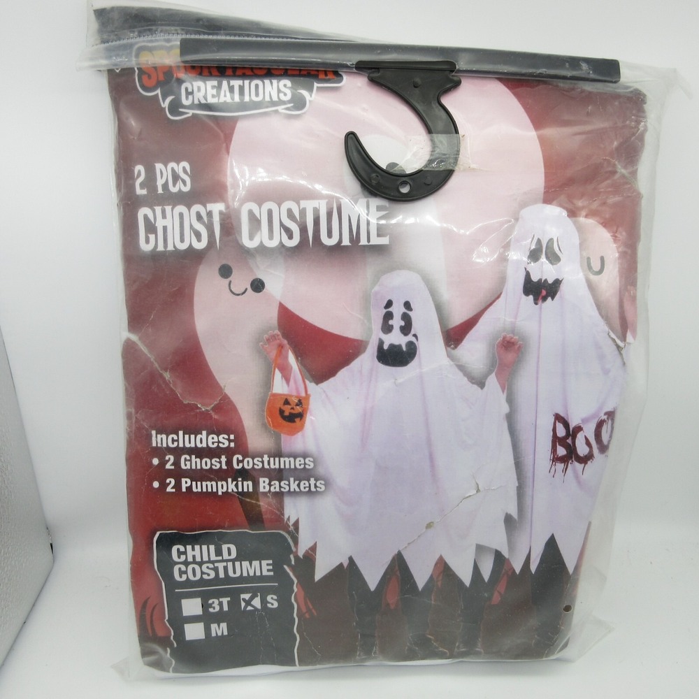 Spooktacular Creations 2 Pcs Ghost Costume Set Child Size S with Pumpkin Baskets